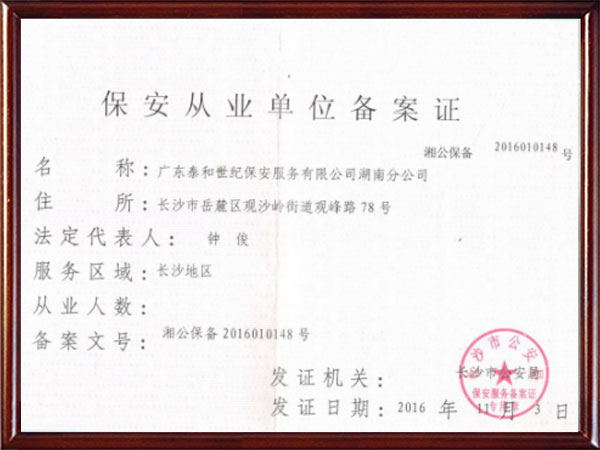 廣東泰和世紀保安服務有限公司湖南分公司,廣東常規人力保安服務,高端人防服務,商務特保哪里好